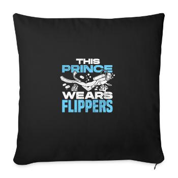 This Prince Wears Flippers Diver Scuba Diver Divin - Sofakissenbezug 45 x 45 cm - Schwarz - Vorne