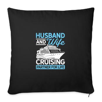 Husband And Wife Cruising Partners For Life Diver - Sofakissenbezug 45 x 45 cm - Schwarz - Vorne