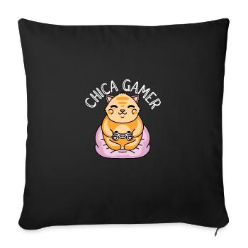 Chica Gamer Graphic Gaming Video Game Player Nerd - Sofakissenbezug 45 x 45 cm - Schwarz - Vorne