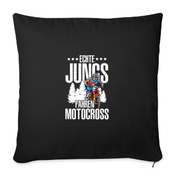 Echte Jungs Fahren Motocross Motorradfahrer Enduro - Sofakissenbezug 45 x 45 cm - Schwarz - Vorne
