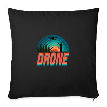 Retro Graphic Drone Flying Quadcopter Pilot RC Dro - Sofa pillowcase 17,3'' x 17,3'' (45 x 45 cm) - black - Front