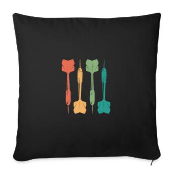Retro Graphic Dart Player Darts Dartboard Bullseye - Sofa pillowcase 17,3'' x 17,3'' (45 x 45 cm) - black - Front