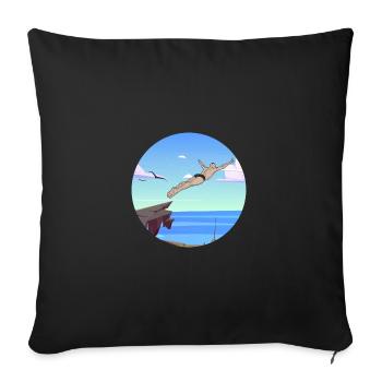 Retro Graphic Cliff Diver Cliff Diving Tombstoning - Sofa pillowcase 17,3'' x 17,3'' (45 x 45 cm) - black - Front