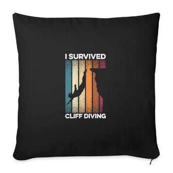 I Survived Cliff Diving Cliff Dive Cliff Jumping T - Sofa pillowcase 17,3'' x 17,3'' (45 x 45 cm) - black - Front