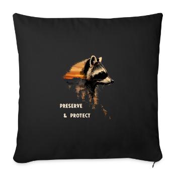 Protéger la forêt de ratons laveurs Nature - Housse de coussin décorative 45 x 45 cm - noir - Devant