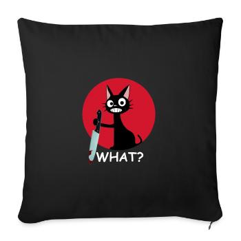 Quoi | Chat, Couteau, Chat Amour, Animal, Bien-être animal - Housse de coussin décorative 45 x 45 cm - noir - Devant