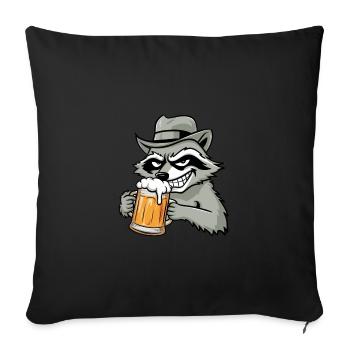 Raccoon and Beer Gift - Sofa pillowcase 17,3'' x 17,3'' (45 x 45 cm) - black - Front