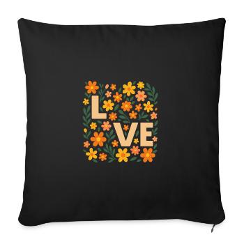 Love in Bloom – Florales Retro-Design - Sofakissenbezug 45 x 45 cm - Schwarz - Vorne