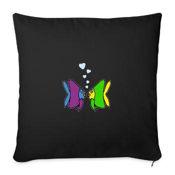 Amoureux amoureux aquarium de poissons - Housse de coussin décorative 45 x 45 cm - noir - Devant
