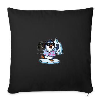 Cooler Pinguin Comic - Sofakissenbezug 45 x 45 cm - Schwarz - Vorne