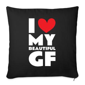 Paare Liebe Herz Freund Geschenkidee Beziehung - Sofakissenbezug 45 x 45 cm - Schwarz - Vorne