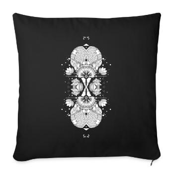 Water lily mandala - Sofa pillowcase 17,3'' x 17,3'' (45 x 45 cm) - black - Front