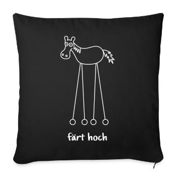 färt hoch, hochfahren, färt, Pferd auf Rädern - Sofakissenbezug 45 x 45 cm - Schwarz - Vorne