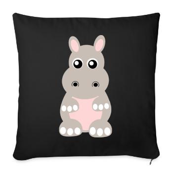 Nilpferd, Flusspferd - Sofakissenbezug 45 x 45 cm - Schwarz - Vorne