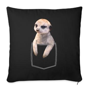 Meerkat meerkat in breast pocket shirt pocket - Sofa pillowcase 17,3'' x 17,3'' (45 x 45 cm) - black - Front