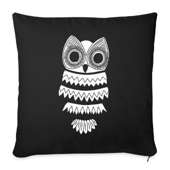 White owl - Sofa pillowcase 17,3'' x 17,3'' (45 x 45 cm) - black - Front