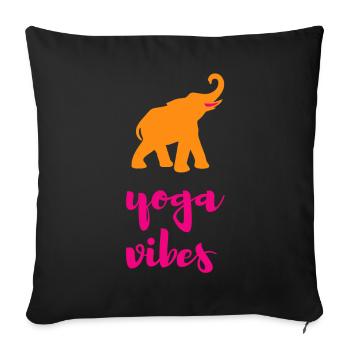 Yoga Vibes éléphant méditation citations Inde - Housse de coussin décorative 45 x 45 cm - noir - Devant
