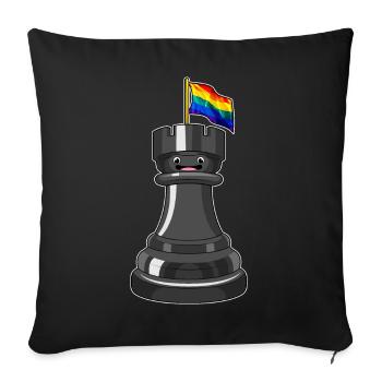 Schachfigur Turm Schach - Sofakissenbezug 45 x 45 cm - Schwarz - Vorne
