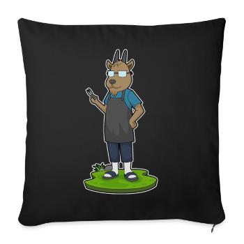 Coiffeur de chèvre Ciseaux - Housse de coussin décorative 45 x 45 cm - noir - Devant