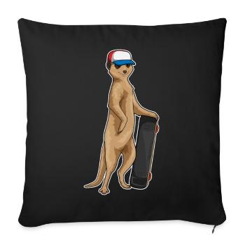 Suricate Skater Skateboard Sport - Housse de coussin décorative 45 x 45 cm - noir - Devant