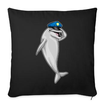 Dauphin Policier Police Casquette Police - Housse de coussin décorative 45 x 45 cm - noir - Devant