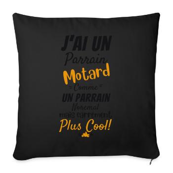 Ich habe ein Biker-Paten-Baby-Shower-Geschenk-Motorrad - Sofakissenbezug 45 x 45 cm - Schwarz - Vorne