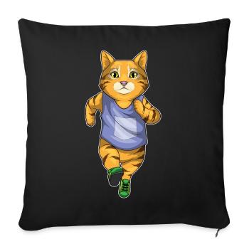 Cat Jogger Jogging Sport - Sofa pillowcase 17,3'' x 17,3'' (45 x 45 cm) - black - Front