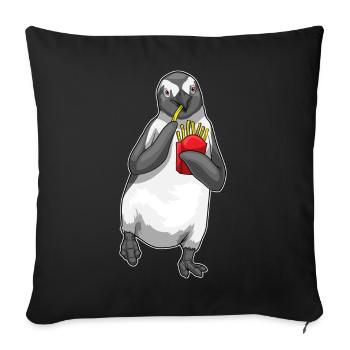 Pingouin frites - Housse de coussin décorative 45 x 45 cm - noir - Devant