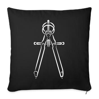 Compass Sketch - Sofa pillowcase 17,3'' x 17,3'' (45 x 45 cm) - black - Front