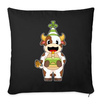 Gâteau d’anniversaire de vache - Housse de coussin décorative 45 x 45 cm - noir - Devant