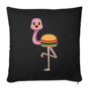 Burger aux flamants roses - Housse de coussin décorative 45 x 45 cm - noir - Devant