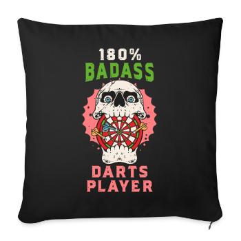 Joueur de fléchettes 180 % Badass - Édition Crâne et Fléchettes - Housse de coussin décorative 45 x 45 cm - noir - Devant