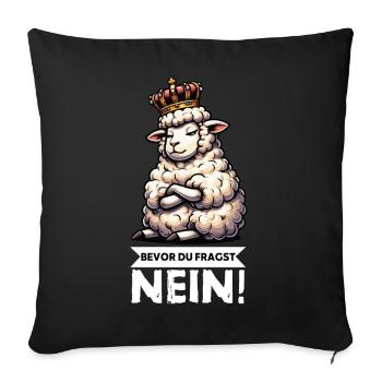 Before you ask: sheep, sheep, shepherd, sheep farmer - Sofa pillowcase 17,3'' x 17,3'' (45 x 45 cm) - black - Front