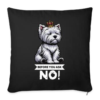 Avant de demander Westie, terrier des Highlands de l’Ouest - Housse de coussin décorative 45 x 45 cm - noir - Devant