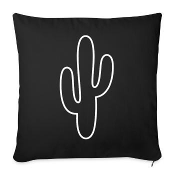 Silhouette d’art en cactus - Housse de coussin décorative 45 x 45 cm - noir - Devant