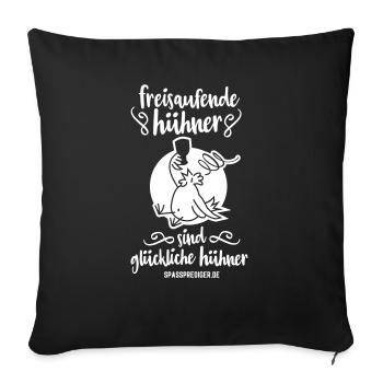 Mallorca Urlaub Design Freisaufende Hühner - Sofakissenbezug 45 x 45 cm - Schwarz - Vorne