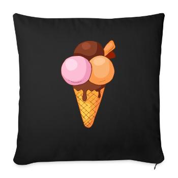 Crème glacée, crème glacée, crème glacée, crème glacée, boule, crème glacée, sundae - Housse de coussin décorative 45 x 45 cm - noir - Devant