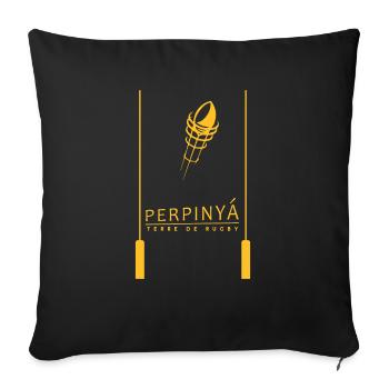 Languedoc Roussillon Perpinya Terre de rugby - Housse de coussin décorative 45 x 45 cm - noir - Devant