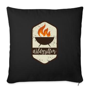 Wildgrillen BBQ Logo - Sofakissenbezug 45 x 45 cm - Schwarz - Vorne