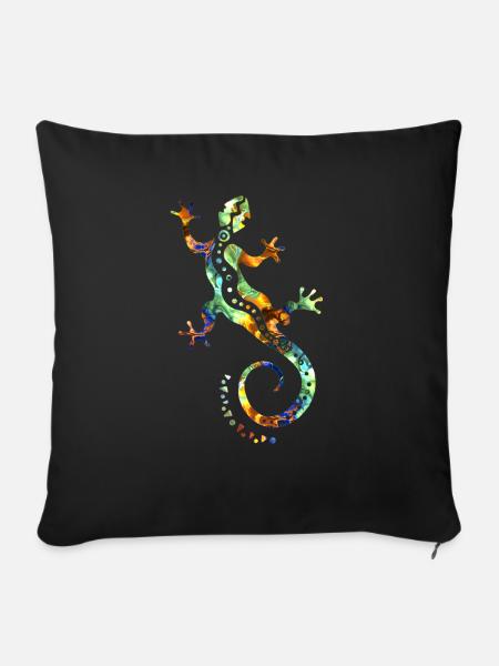 GECKO abstrakt bunt - Sofakissenbezug 45 x 45 cm - Schwarz