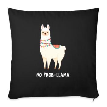 No Prob-Llama- Funny Llama - Housse de coussin décorative 45 x 45 cm - noir - Devant