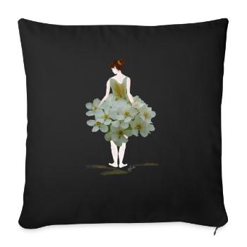 Flower woman in white floral dress - Sofa pillowcase 17,3'' x 17,3'' (45 x 45 cm) - black - Front