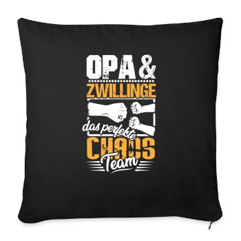 Opa Zwillinge das perfekte Team - Sofakissenbezug 45 x 45 cm - Schwarz - Vorne