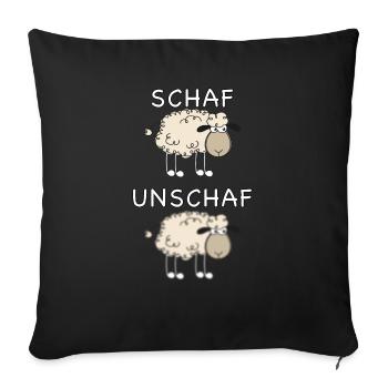 Schaf - UnSchaf - lustiger Spruch mit Schafen - Sofakissenbezug 45 x 45 cm - Schwarz - Vorne