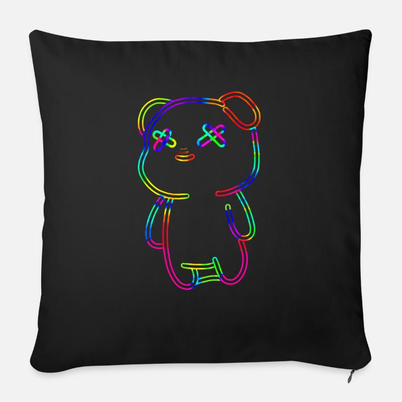 Techno Ours - Housse de coussin décorative 45 x 45 cm - noir