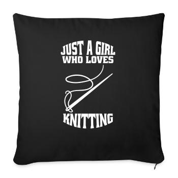Tricot Couturière Fille Couture Cadeau Crochet - Housse de coussin décorative 45 x 45 cm - noir - Devant