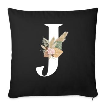 letter J flowers - Sofa pillowcase 17,3'' x 17,3'' (45 x 45 cm) - black - Front