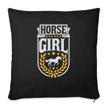 Citation de fille de cheval disant - Housse de coussin décorative 45 x 45 cm - noir - Devant