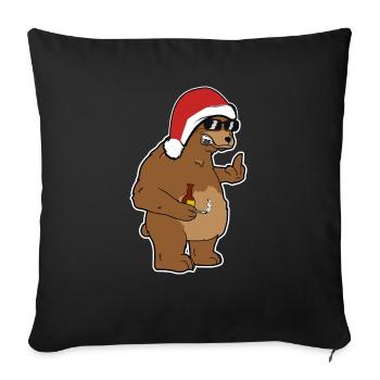 Noël Noël Fête du Père Noël Drôle - Housse de coussin décorative 45 x 45 cm - noir - Devant