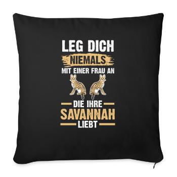 Savannah Katze - Sofakissenbezug 45 x 45 cm - Schwarz - Vorne